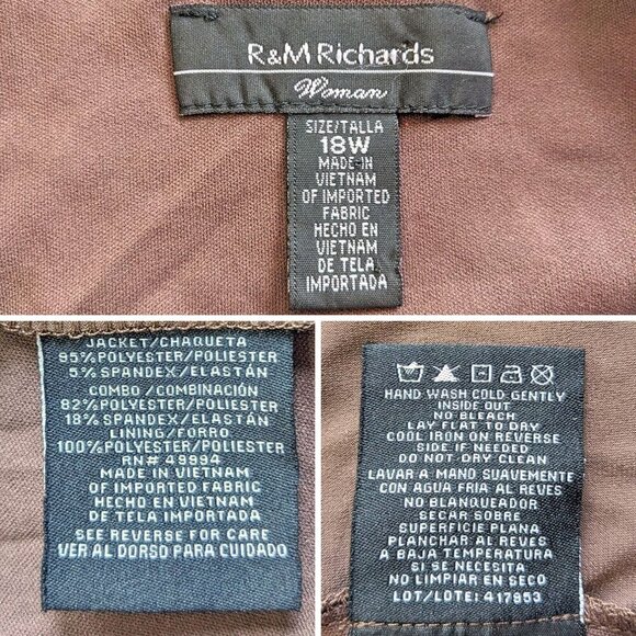 R&M Richards Elegant Brown 2-in-1 Blouse & Cardigan Tunic Evening Set Size 18W - Picture 2 of 10